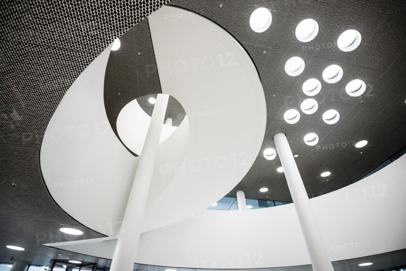 Spiral staircase, Roche Towers, Architects Herzog and de Meuron, Basel, Canton of Basel-Stadt, Switzerland