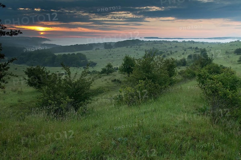 Germany, Nabu, natural heritage, Thuringia, wind knobs, cultivated landscape, haze, cultural landscape, landscape, nature reserve, nature reserve, fog, sunrise, sunrise