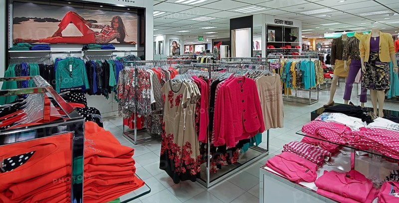 Department of women's outerwear, department store, Munich, Bavaria, Germany