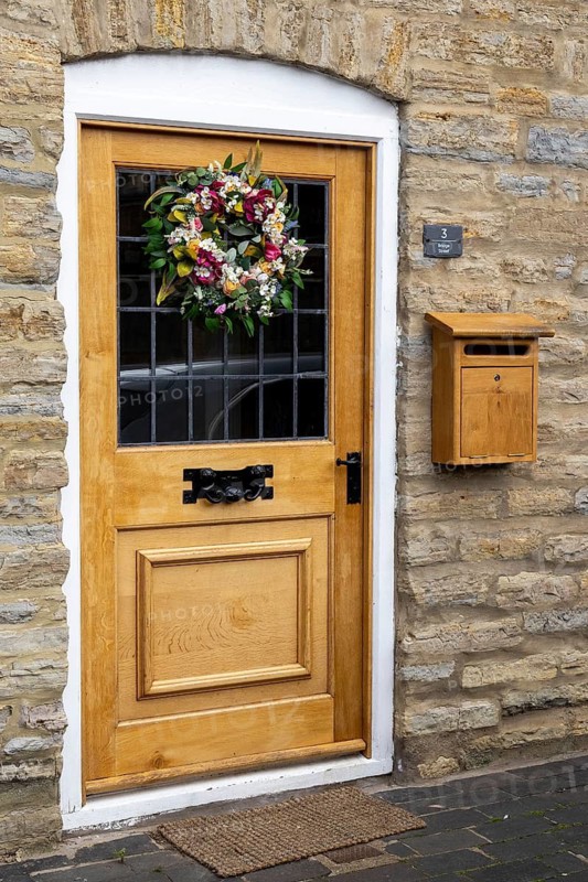 Front door, Cotswold Stone, Bretforton, The Cotswolds, England, Great Britain