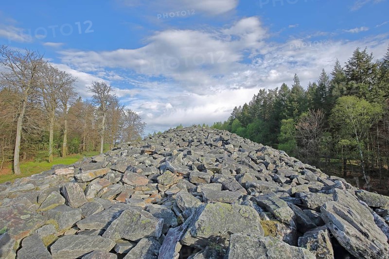 Celtic ring wall and historical fortification, block pile, stones, nature, landscape, forest, cairn, Hunnenring, Otzenhausen, Nonnweiler, Hunsrück, Saarland, Germany