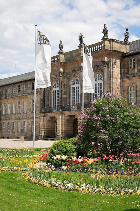 Margrave's Fountain and New Palace, Bayreuth, Upper Franconia, Franconia, Bavaria, Germany