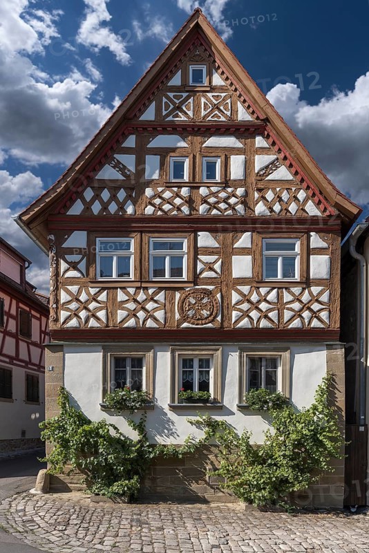 Historic half-timbered house from 1586, Zeil am Main, Lower Franconia, Bavaria, Germany