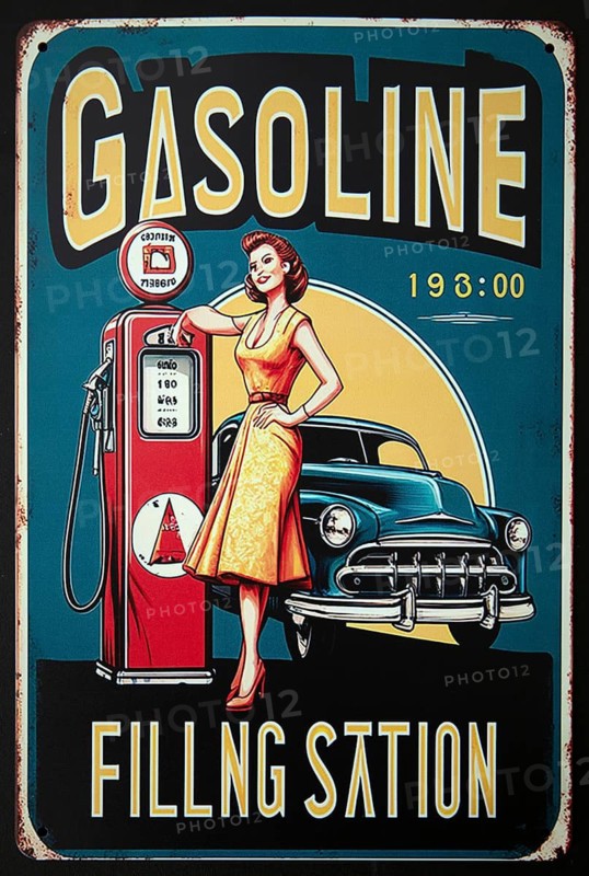 Sign, signs, tin signs, advertising signs, advertisement, nostalgia, old, old advertising signs, product advertising, company logo, company, company, trademark, collection, petrol station, gasoline, nostalgic, nostalgic, Lower Saxony, Federal Republic of Germany