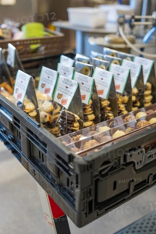 Variety-packaged pastries chocolated and displayed