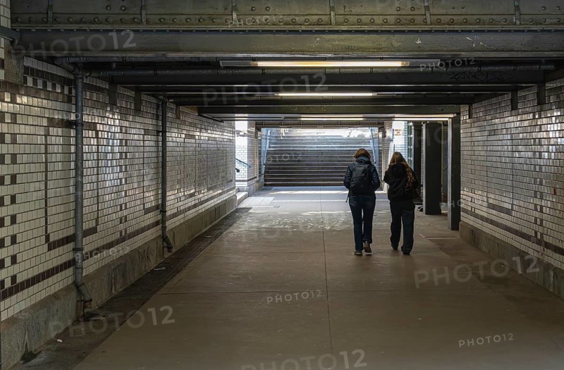 Connecting tunnel at Lichterfelde West S-Bahn station, Berlin, Germany
