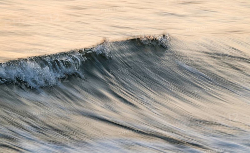 Refracting wave, evening light, long exposure, Houvig Beach, North Sea, Denmark