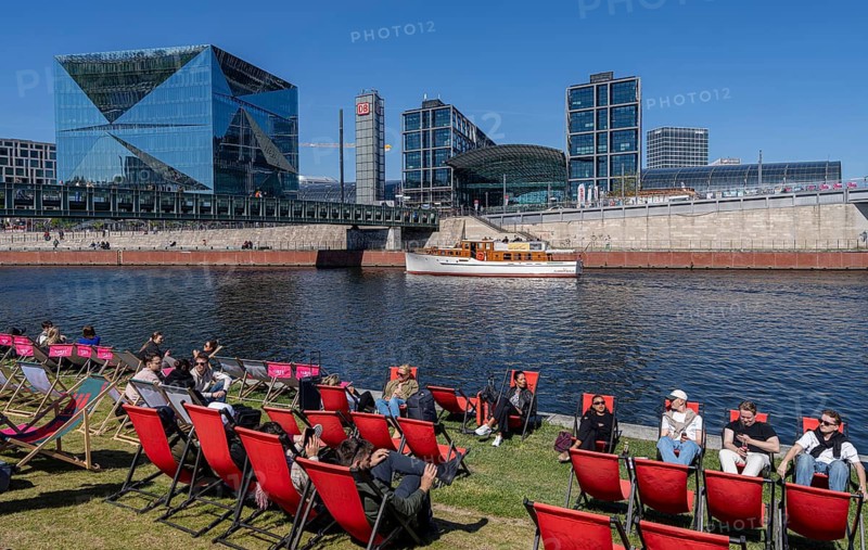 Architecture and landscape on the banks of the Spree in Berlin Mitte, Germany