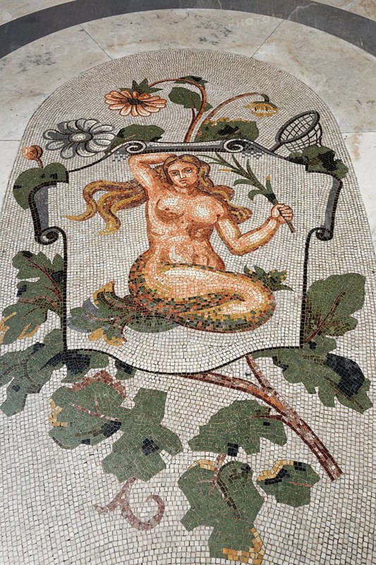 Zodiac sign Virgo, floor mosaic in the Galleria Umberto I, historic shopping arcade, Naples, Province of Campania, Italy