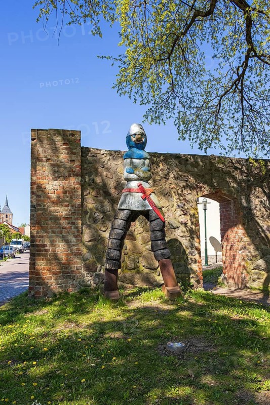City wall, Kuno sculpture, Gransee, Brandenburg, Germany