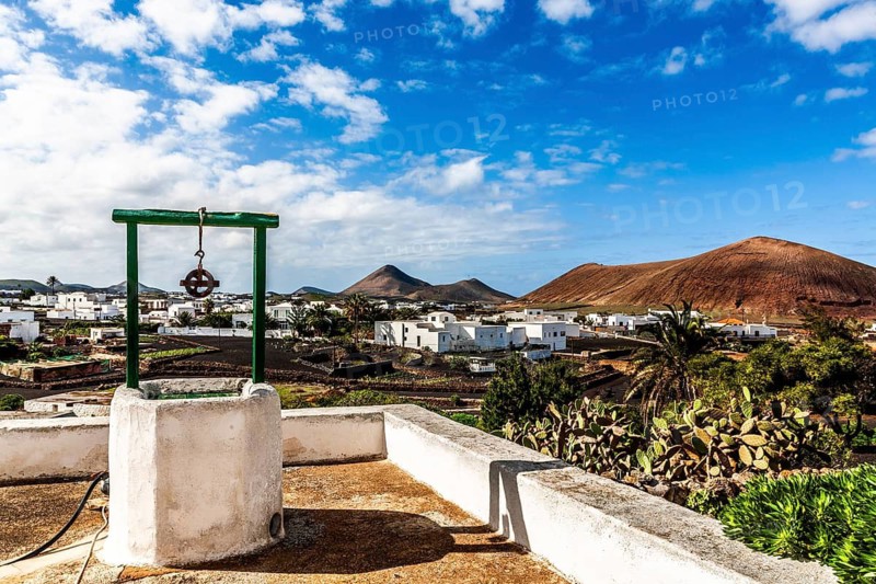 Fountain, El Patio Farm Museum, one of the oldest (1845) and largest farmhouses on Lanzarote, Agricultural Museum, Tiagua, Lanzarote, Canary Islands, Spain