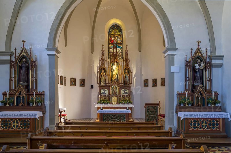 Interior of the Franciscan monastery church of St Mary in Franconian Switzerland, Gößweinstein, Bavaria, Germany