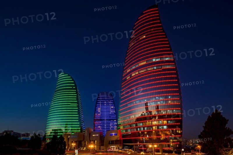 Azerbaijan, Baku, Flame Towers at night, Baku, Azerbaijan, Azerbaijan