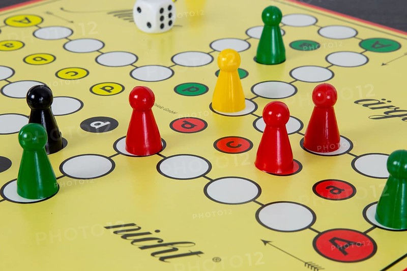 Close-up of the German board game MENSCH ÄRGERE DICH NICHT