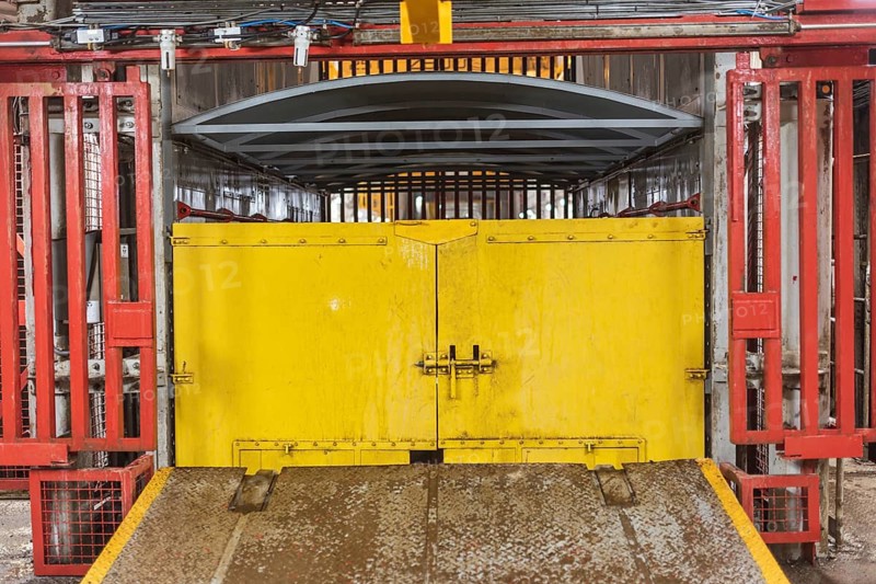 Gate to the shaft and exit cage in the mine