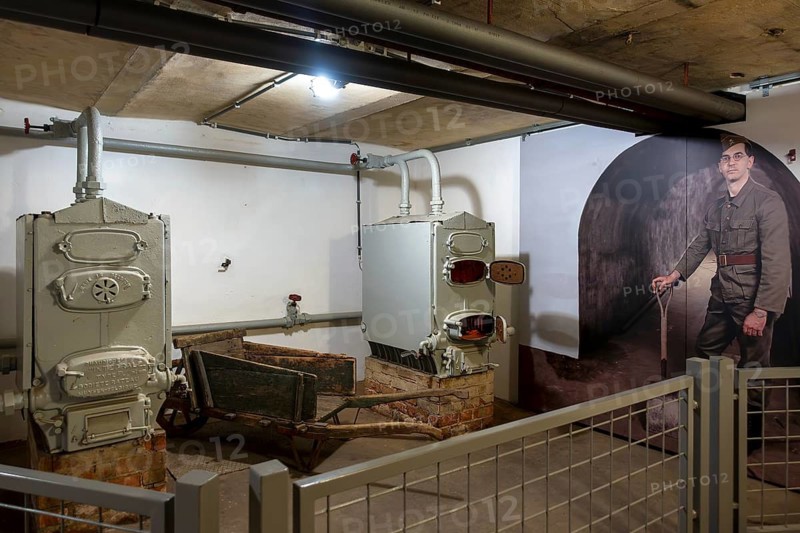 Furnaces inside boiler room at Fort Eben-Emael, Belgian WW2 fortress neutralized by German paratroopers during the Second World War Two in Belgium