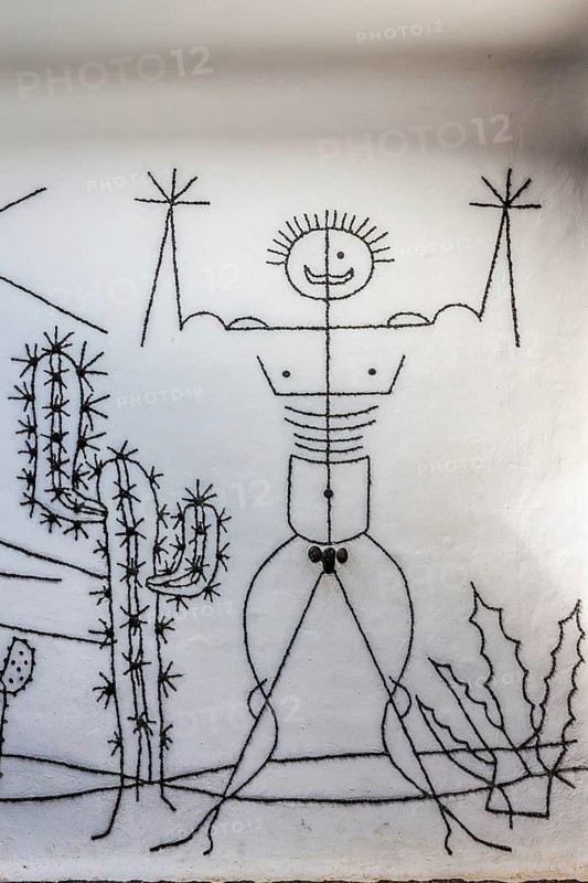 Toilet entrance, Jardin de Cactus with more than 10,000 cacti by Cesar Manrique, Guatiza, Lanzarote, Canary Islands, Spain