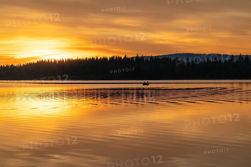 Fishing boat on a lake, Moskosel, Norrbotten, Lapland, Sweden, July 2025