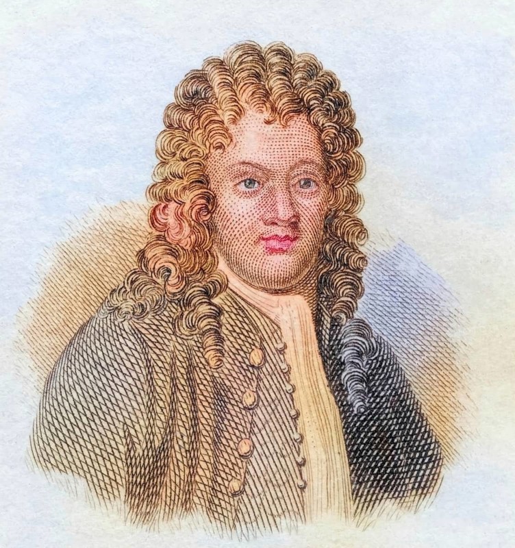 Brook Taylor, (born 18 August 1685 in Edmonton, Middlesex, died 29 December 1731 in Somerset House, London) was a British mathematician and member of the Royal Society, coloured woodcut from Crabbe's Historical Dictionary from 1825, Historical, digital reproduction