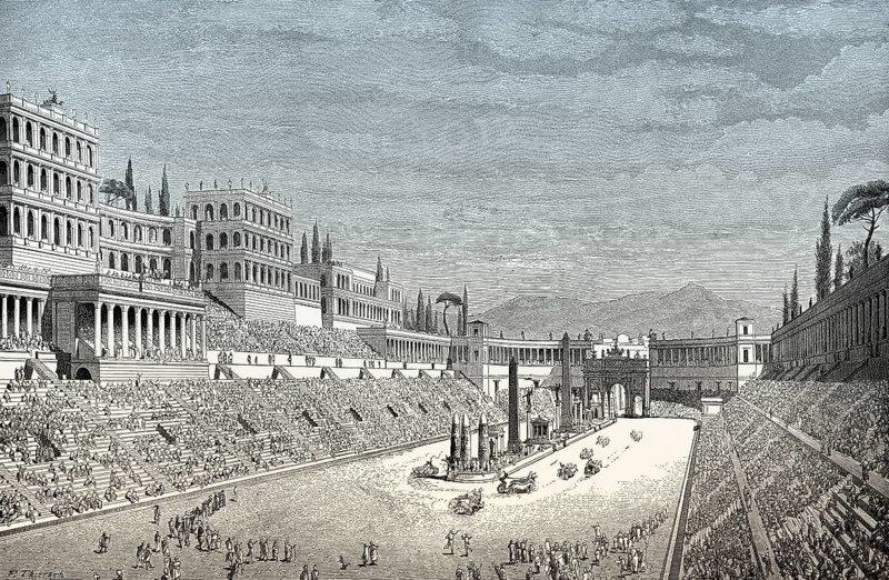 Reconstruction of the Mausoleum Circus Maximus in ancient Rome