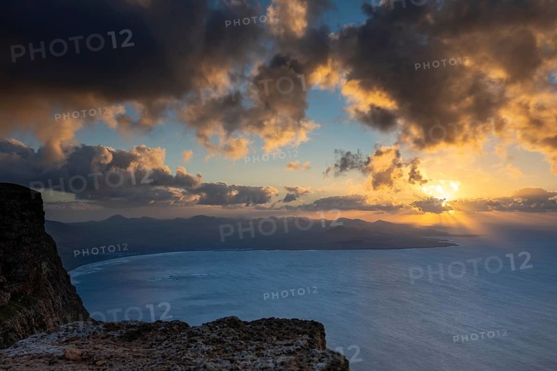 Sunset on a cliff on Lanzarote, Spain