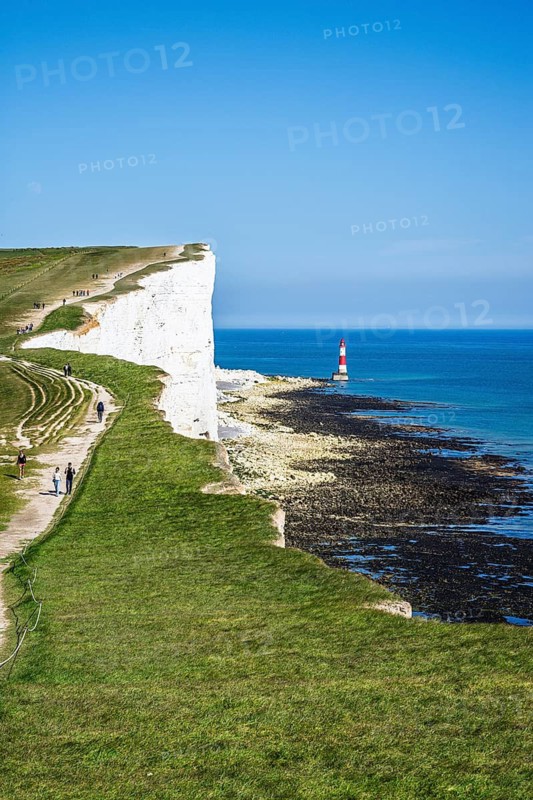 Beachy Head Lighthouse, Beachy Head Cliffs, English Channel, East Sussex, England, United Kingdom