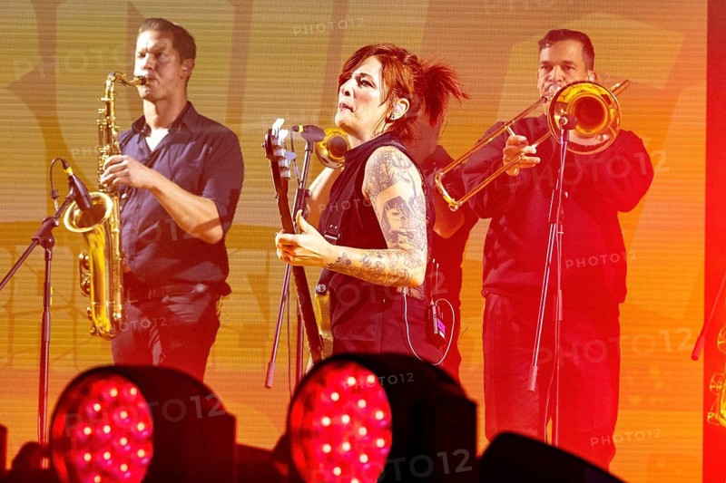 Ines Maybaum, bass player for the BROILERS at the 2026 Open Airs at Auestadion Kassel on 18.07.2026