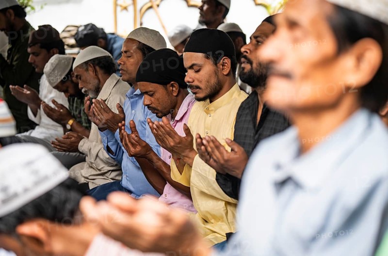 Muslims perform the Friday prayers at a Mosque in the holy month of Ramadan, on 21 March 2025 in Guwahati, India