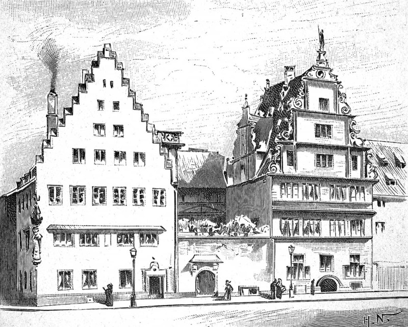 The Women's Shelter, Women's Work Museum in the Münsterbauhütte building, Strasbourg, 1880, France, illustration, reproduction from a model from the 19th century. Authentic, file restored for optimal use, exact date of submission unknown, historical