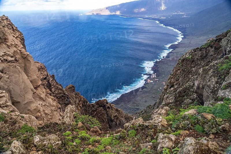 View from the Mirador de Bascos to the valley of El Golfo, El Hierro, Canary Islands, Spain
