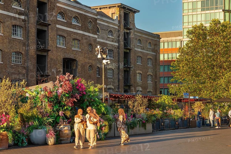 West India Quay Promenade, Canary Wharf, London, England, United Kingdom, London, South England, United Kingdom