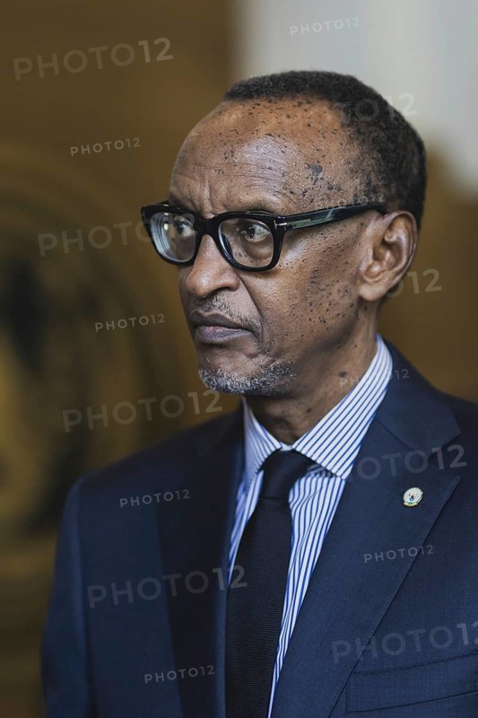 Paul Kagame, President of Rwanda, pictured during a joint meeting with Annalena Bärbock (not pictured), Federal Foreign Minister, in Kigali, 18 December 2023