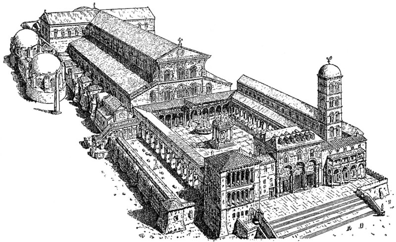 A conjectural view of the Old St. Peter's Basilica, 15th century