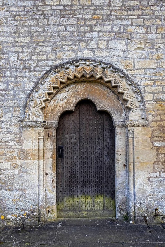 Door, St Mary's Church, Bibury, The Cotswolds, England, Great Britain