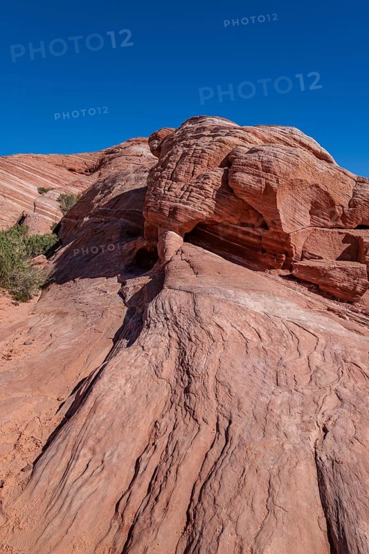 Layered rock formations along the Fire Wave Trail at Valley of Fire State Park near Overton, Nevada