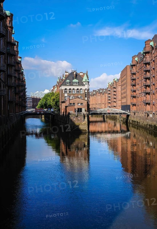 Hamburg, Germany - moated castle in the Speicherstadt