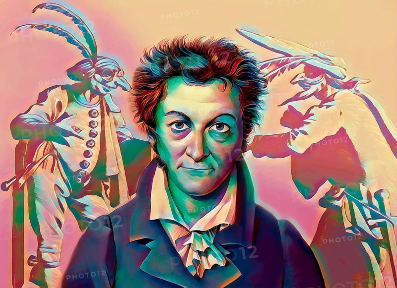 Ernst Theodor Amadeus Hoffmann, or E. T. A. Hoffmann, 1776 - 1822, German Romantic author of fantasy and horror, figures from Prinzessin Brambilla, digitally edited after Jacques Callot