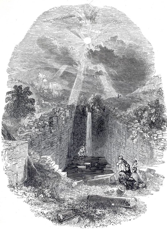 Pond of Siloah, also known as Shiloach, is a pond in Jerusalem into which the water from the Gihon Spring located at the eastern foot of Mount Zion was channeled and which ensured the water supply of Jerusalem, 1890, Israel, illustration, reproduction from a 19th century model. Authentic, file restored for optimal use, exact date of submission unknown, historical