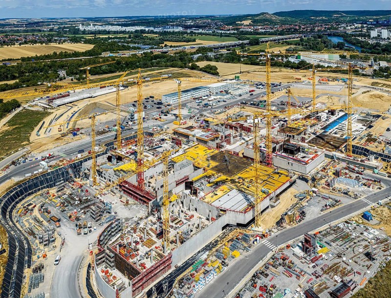 Artificial Intelligence Innovation Park (IPAI) in Heilbronn. Construction site. The IPAI campus will eventually cover an area equivalent to 42 football pitches. Around three billion euros are being invested. The initial capital of 100 million is being shared between the state of Baden-Württemberg and the Dieter Schwarz Foundation. Heilbronn, Baden-Württemberg, Germany