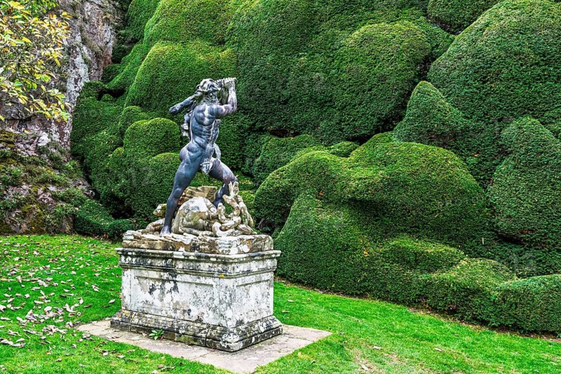 Autumn colors over Powis Castle and Garden, Welshpool, Powys, Wales, UK