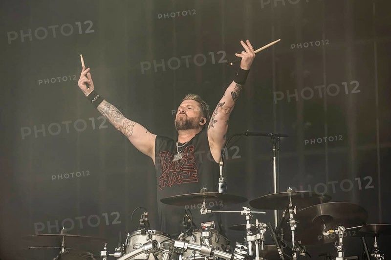 Drummer Neil Sanderson from the Canadian rock band Three Days Grace live on the Utopia Stage during the Rock im Park Festival on the Zeppelin Field in Nuremberg, Germany on June 5, 2026