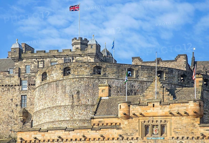 Medieval Edinburgh Castle on Castle Rock, site of the Scottish National War Memorial and National War Museum in the capital city of Scotland, UK