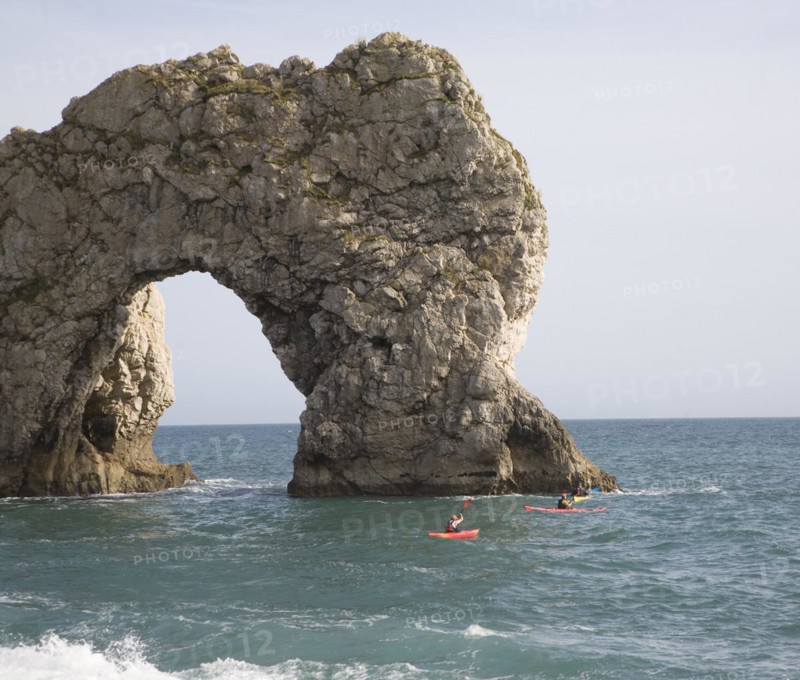 Famous natural coastal arch of Durdle Door on the Jurassic coast, Dorset, England, United Kingdom