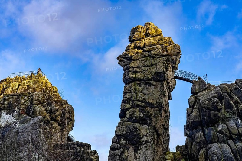 The Externsteine, a sandstone rock formation, in the Teutoburg Forest, near Horn-Bad Meinberg, Lippe district, North Rhine-Westphalia, Germany