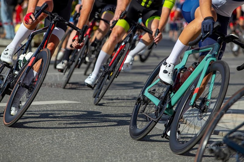 Close-up of a cycle race