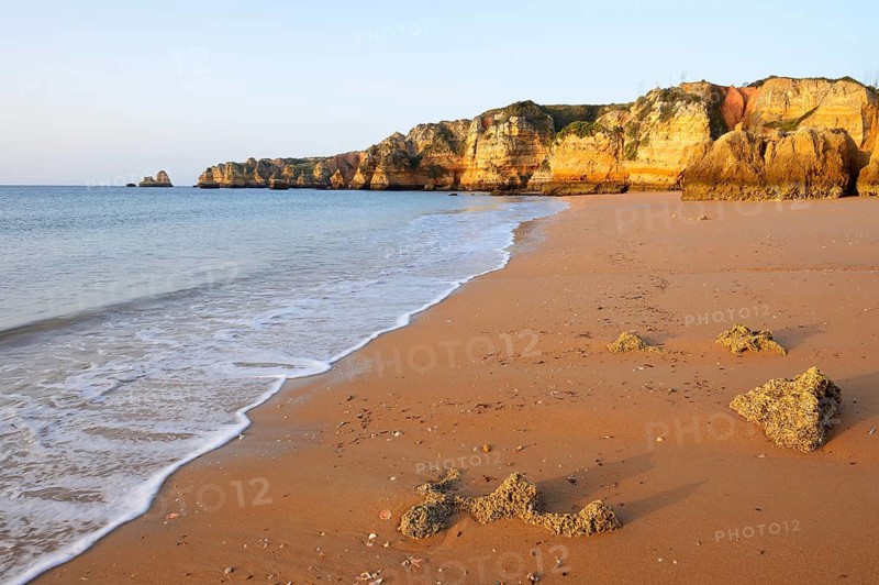 Sandy beach beach and rocky coast, Praia Dona Ana, Lagos, Algarve, Portugal