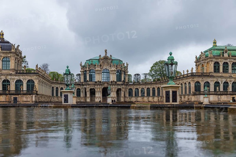 Zwinger's Pleasure Garden in Rain, Dresden, Saxony, Germany