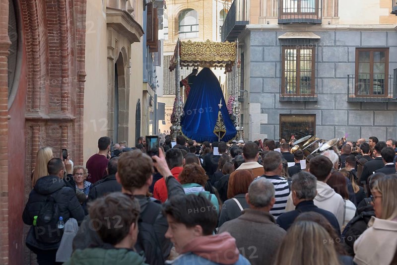 Good Friday procession, in a narrow alley, Malaga, Spain