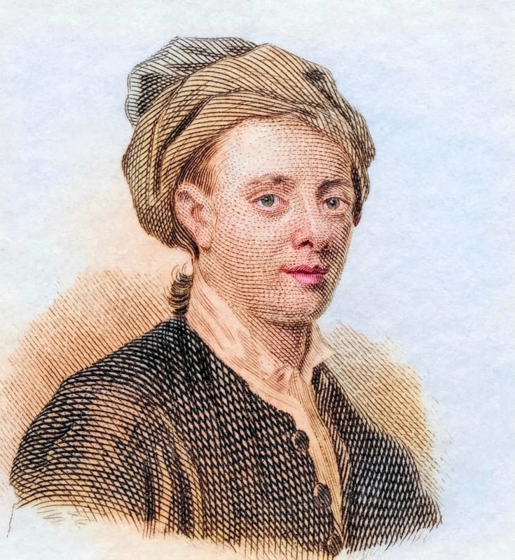 Allan Ramsay, (born 15 October 1686 in Leadhills, Lanarkshire, Scotland, died 7 January 1758 in Edinburgh) was a Scottish poet, bookseller, editor, theatre manager and librarian who made his living as a wigmaker, coloured woodcut from Crabbe's Historical Dictionary from 1825, Historical, digital reproduction