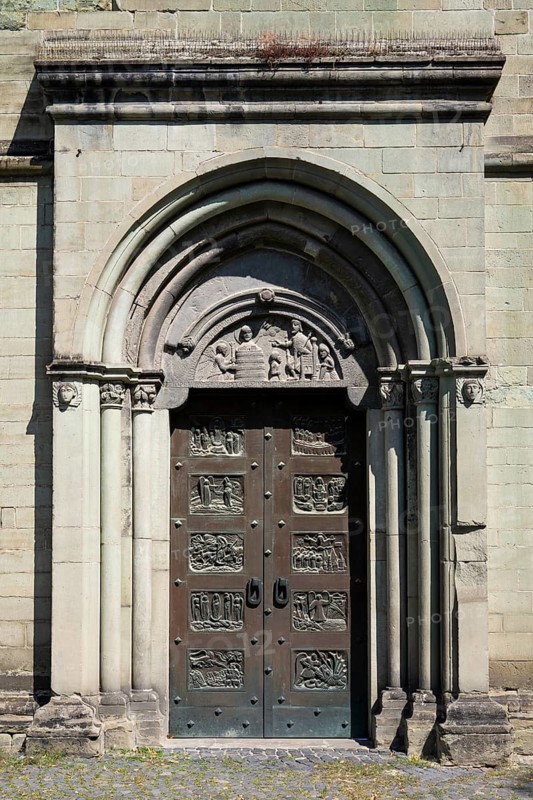 South portal with relief, St. Petri Church, Altstadt, Soest, Westphalia, North Rhine-Westphalia, Germany